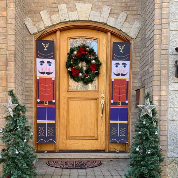 Christmas Door Decorations Nutcracker Decor Outdoor Holiday Xmas Porch Signs Set - Picture 3 of 7